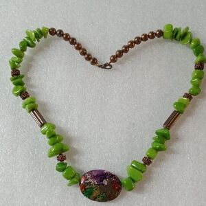 Beautiful Green Stone Copper Necklace #A433